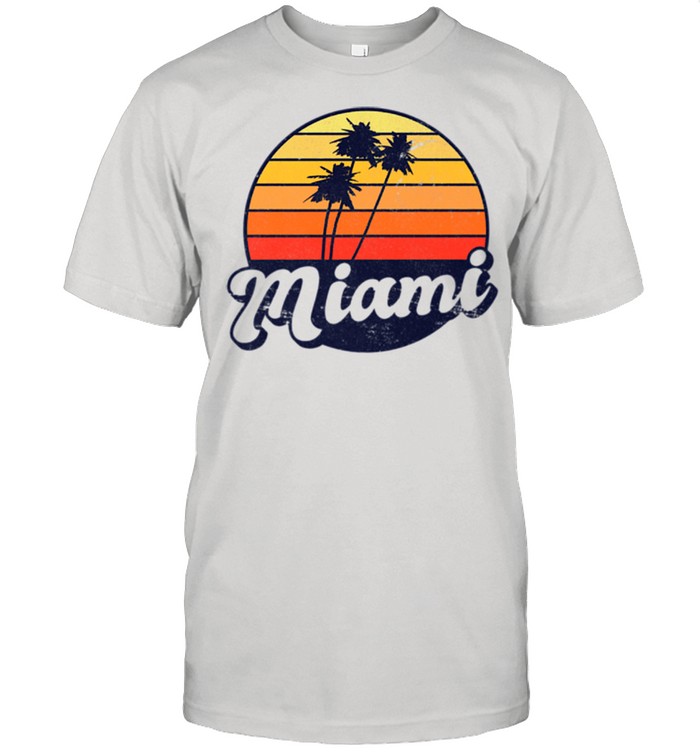 Miami Retro Style Distressed Tropical Sunset shirt