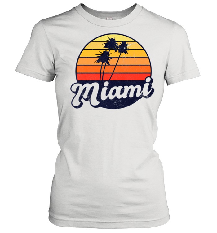 Miami Retro Style Distressed Tropical Sunset shirt Classic Women's T-shirt