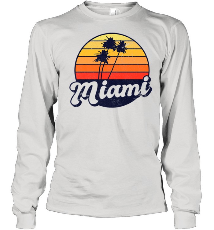 Miami Retro Style Distressed Tropical Sunset shirt Long Sleeved T-shirt