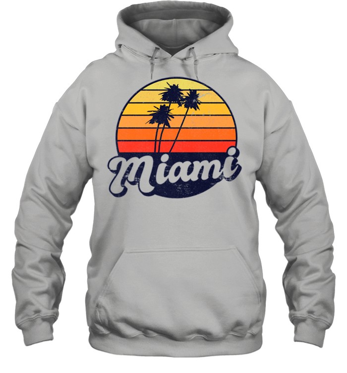 Miami Retro Style Distressed Tropical Sunset shirt Unisex Hoodie