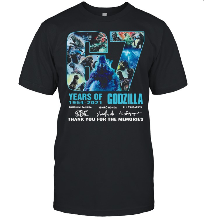 Godzilla 67 years of 1954 2021 thank you for the memories signatures shirt