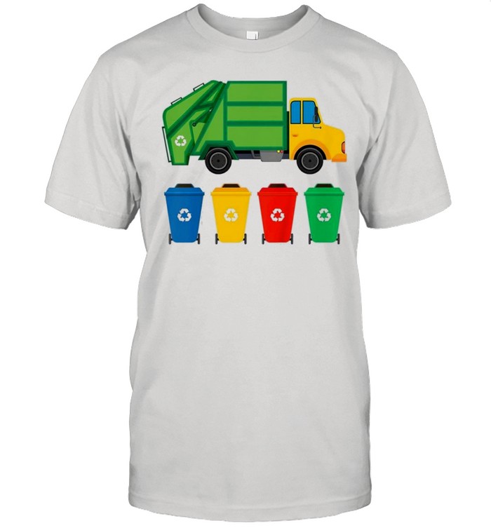 Kids garbage truck recycling bins earth day children toddler shirt