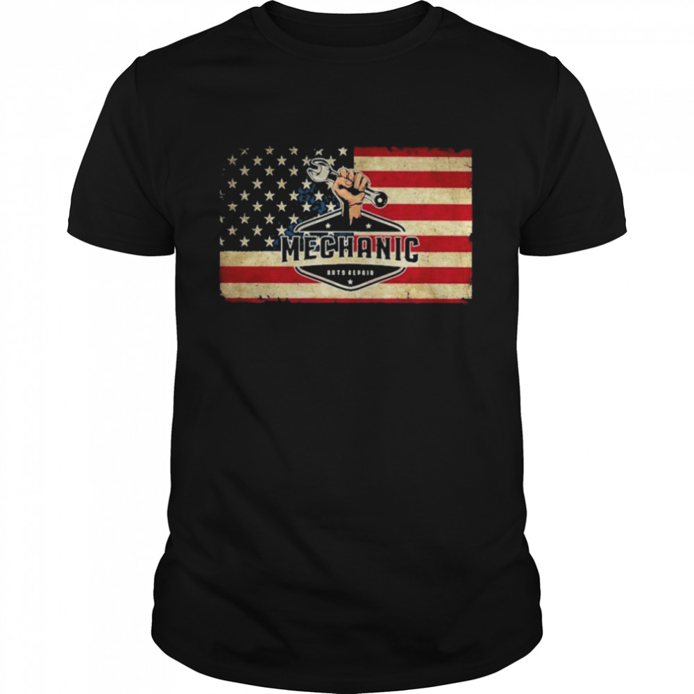 Mechanic auto repair American flag shirt