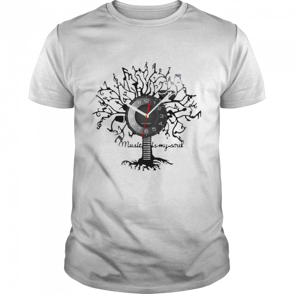 Music Is My Soul Tree Wall Clock T-shirt