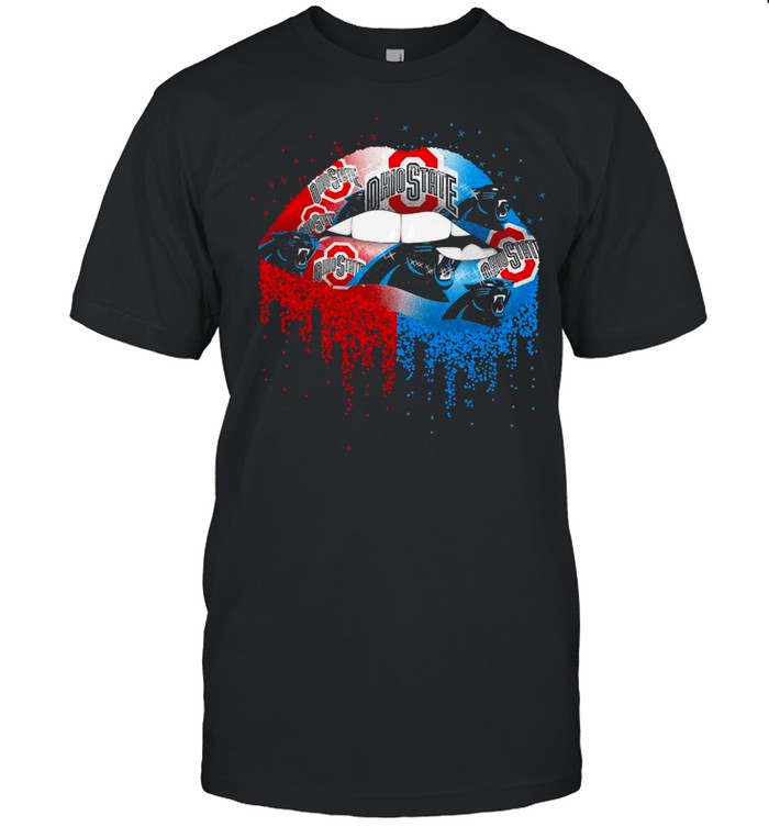 NFL carolina panthers new and Ohio state buckeyes Lips logo shirt