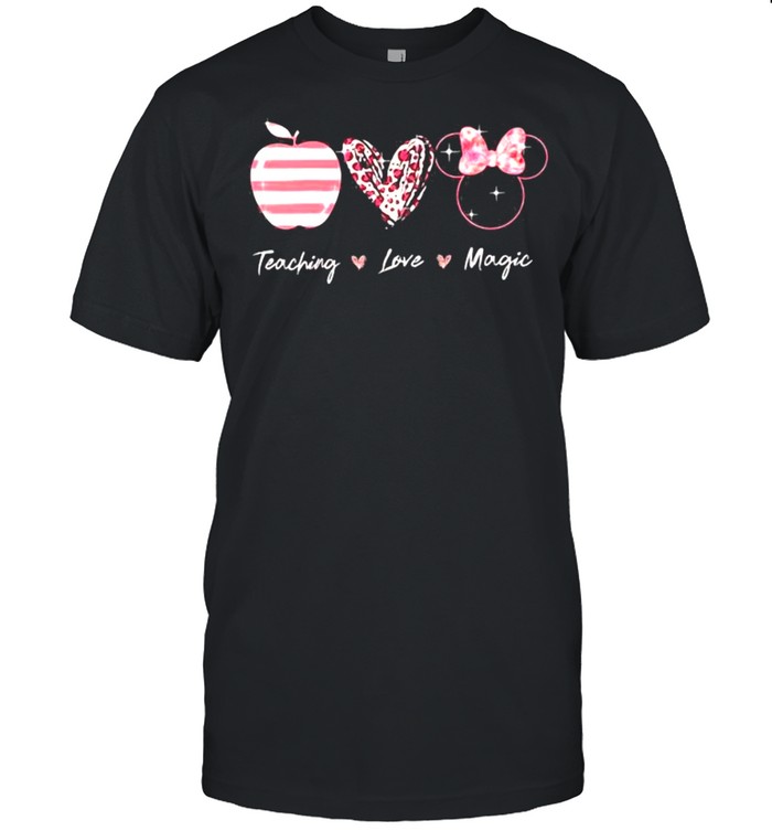 Teaching Love Magic Apple Heart Leopard Disney Shirt