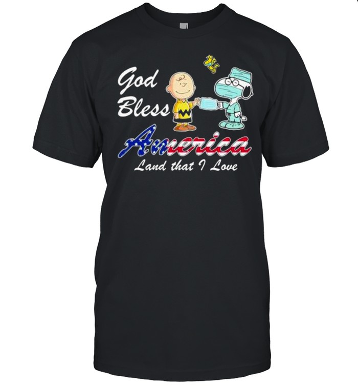 God Bless American Land That I Love Snnopy And Charlie Covid 19 Shirt