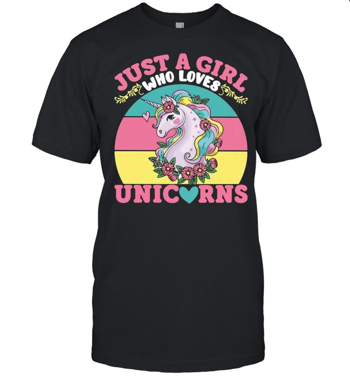 Just A Girl Who Loves Unicorns Vintage Retro T-shirt