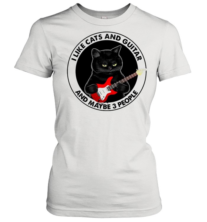 Black cat I like cats and guitar and maybe 3 people shirt Classic Women's T-shirt