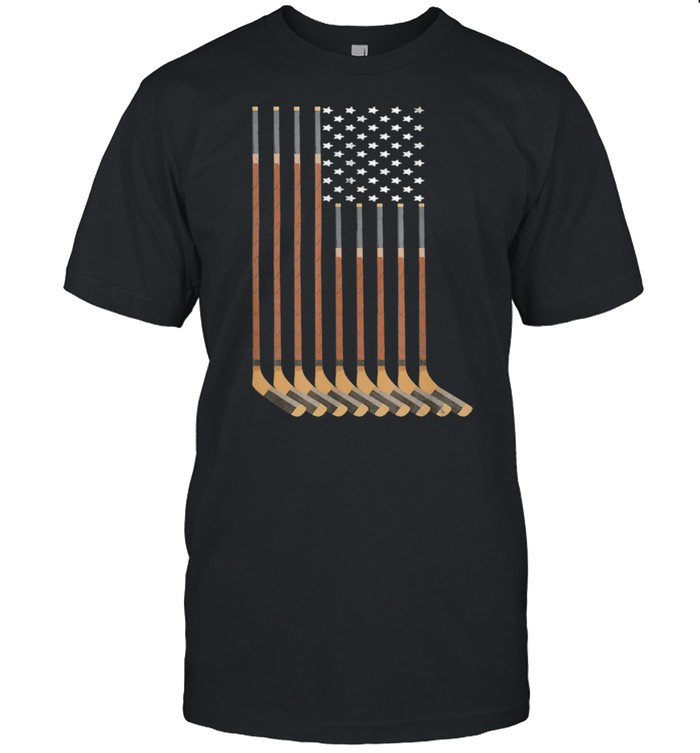 Hockey Stick USA Flag American Ice Hockey Sport Player shirt