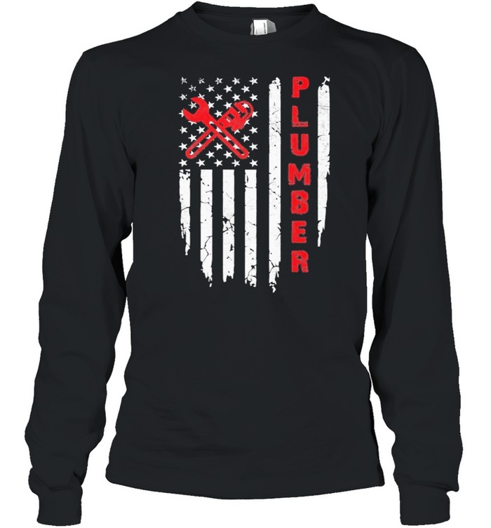 USA American Flag Plumber shirt Long Sleeved T-shirt