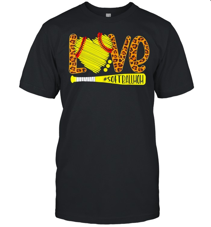 Love Softball Mom Leopard Print Baseball shirt