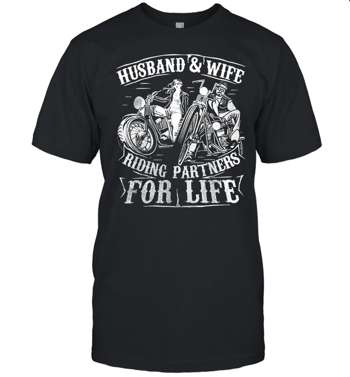 Husband wife riding partners for life matching couple biker shirt