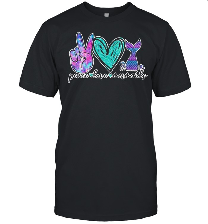 Peace love mermaids womens girls ocean artsy shirt