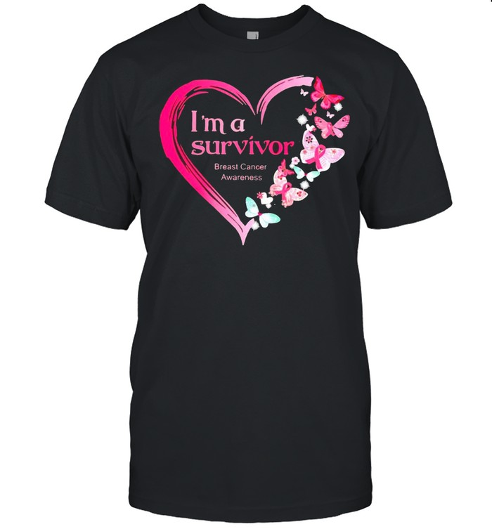 Butterfly Im a survivor breast cancer awareness shirt