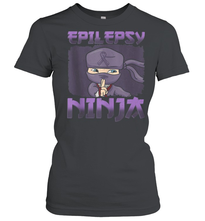 Epilepsy Awareness Ribbon Epileptic Purple Ninja shirt Classic Women's T-shirt