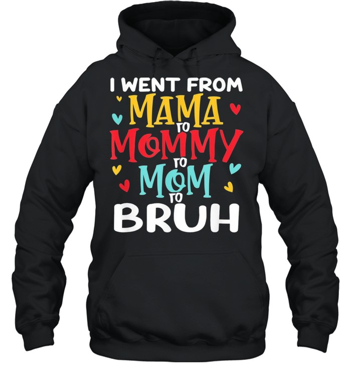 I went from mama to mommy to mom to bruh mothers day shirt Unisex Hoodie