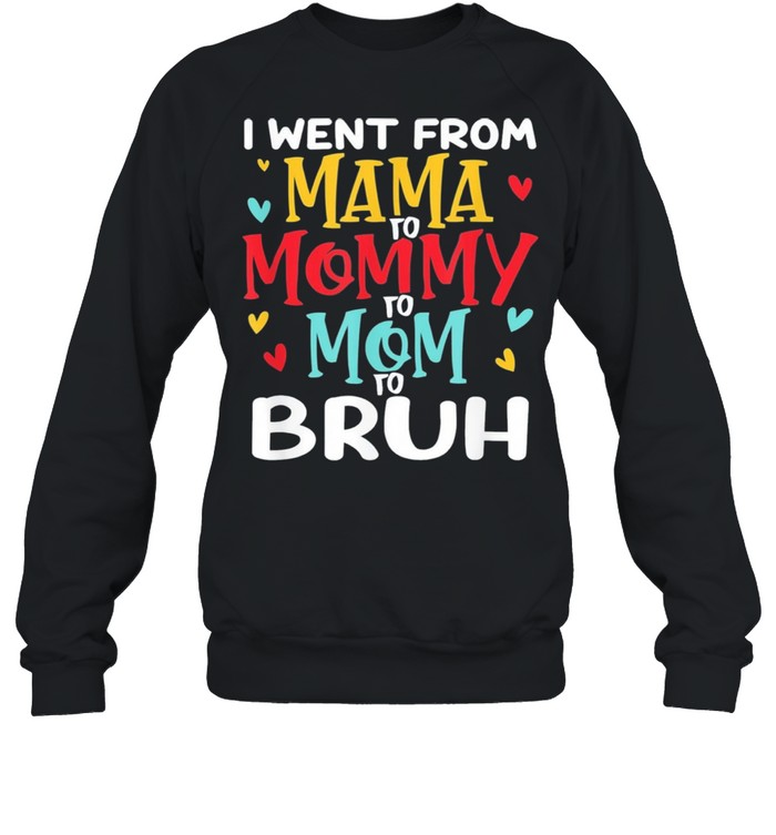 I went from mama to mommy to mom to bruh mothers day shirt Unisex Sweatshirt