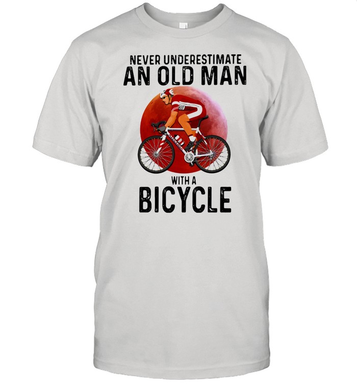 Never Underestimate An Old Man With A Bicycle Blood Moon Shirt