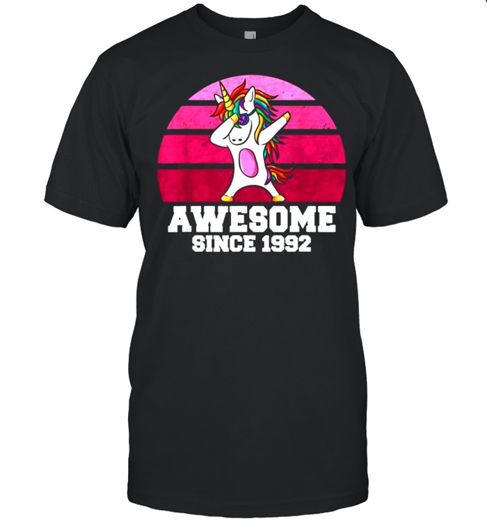 Unicorn Dabbing Awesome Since 1992 Birthday Shirt