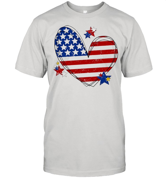 American flag heart matching family july 4th shirt