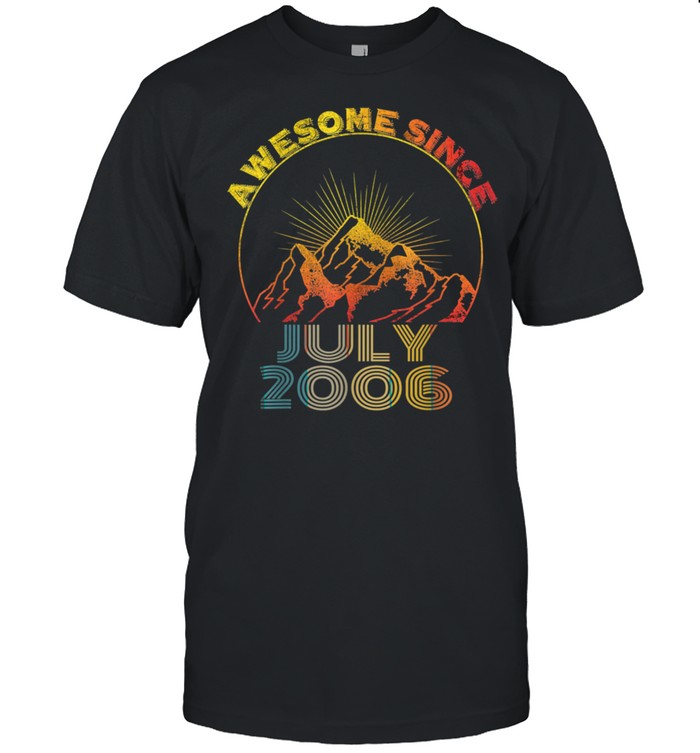 Awesome Since July 2006 15 Years Old 15th Birthday Boy Girl shirt