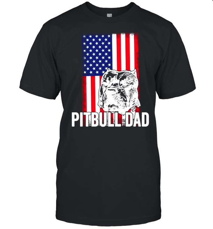 Pitbull Dad American flag shirt