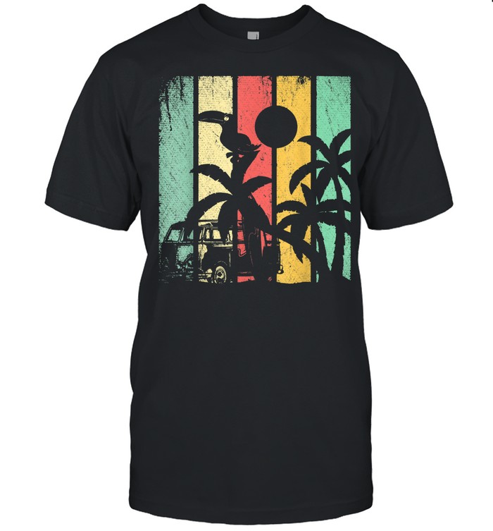 Retro Palm Trees Beach Summer Vacation Exotic Bird Toucan shirt