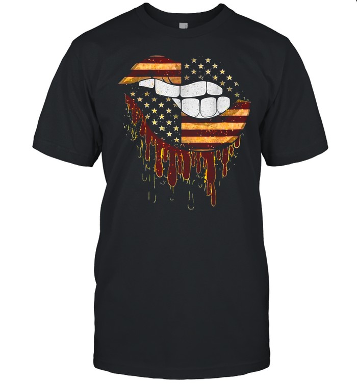 American Flag Patriotic Dripping Lips T-shirt