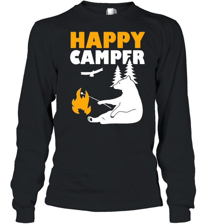 Happy Camper Camping Bear shirt Long Sleeved T-shirt