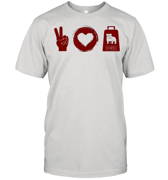 Peace and love and cowbell mississippi game day 2021 shirt