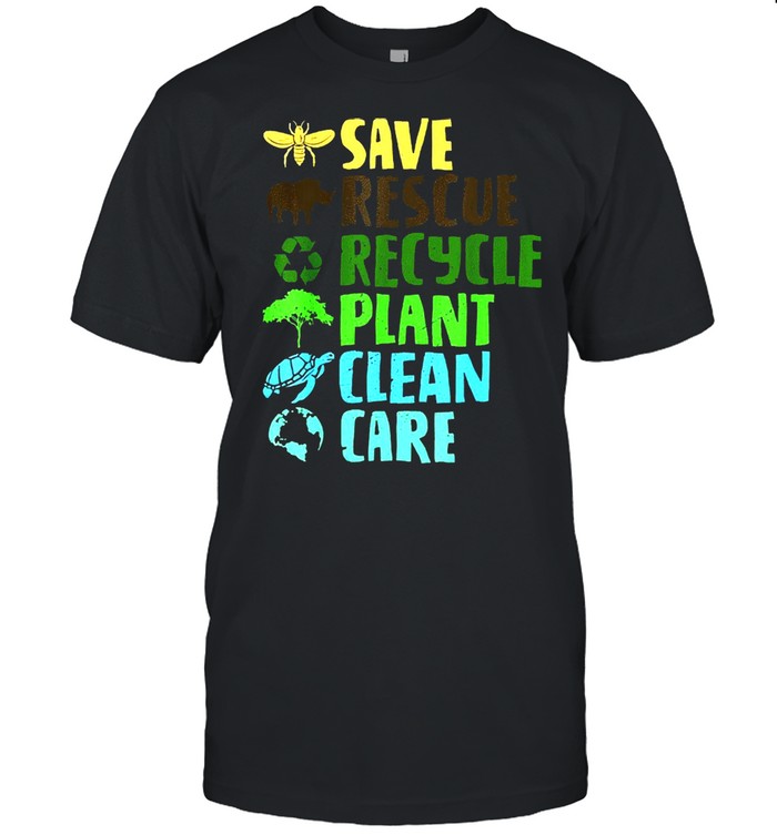 Save bees rescue animals recycle plastict earth day t-shirt