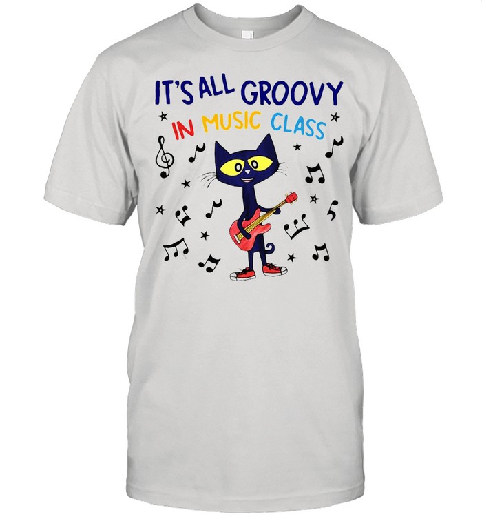 Cat Playing Guitar Music It’s All Groovy In Music Class T-shirt