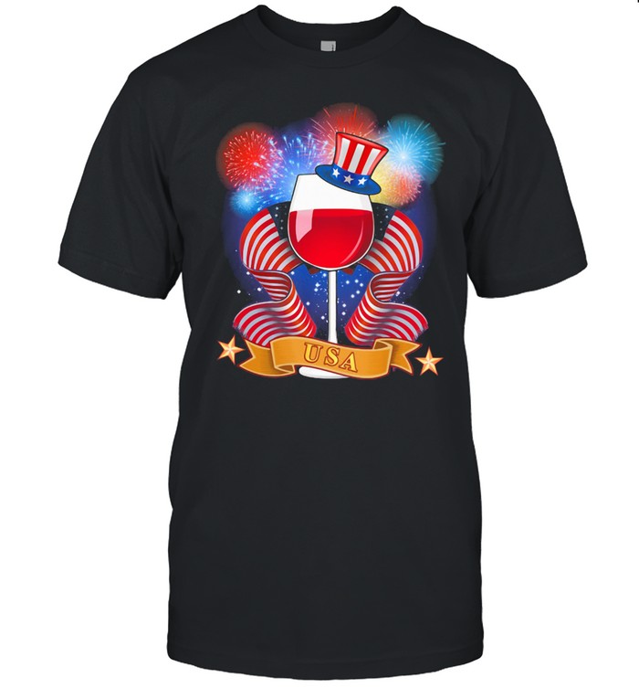 Wine American Flag Firework USA Fireworld Shirt