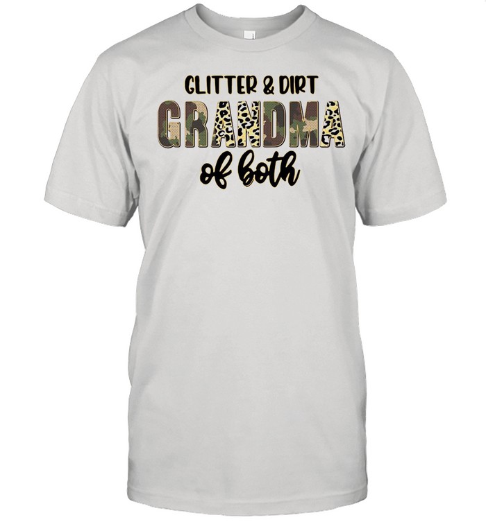 Glitter And Dirt Grandma Of Both Leopard Camo Plaid T-shirt