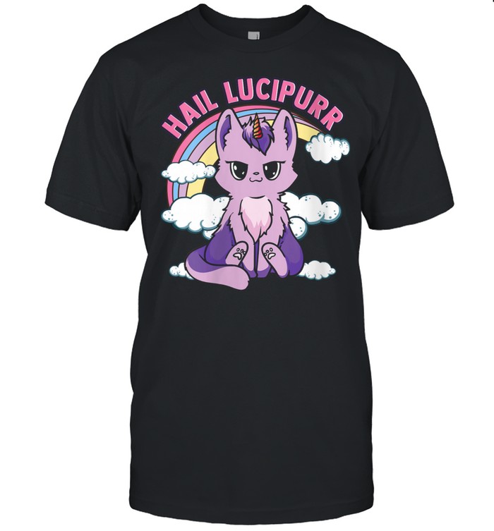 Womens Satanic Hail Lucipurr Cute Goth Kitten Pun shirt