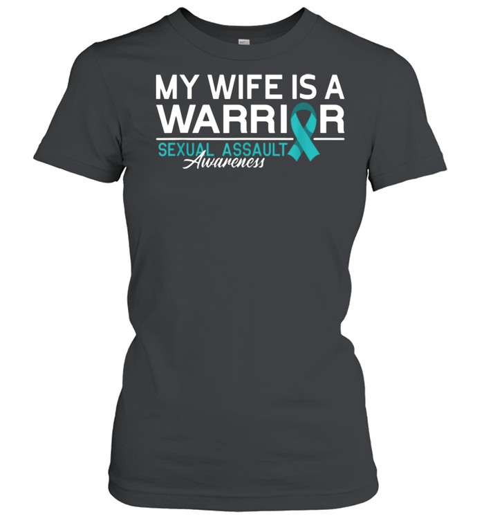 Brave I wife I sexual assault awareness I teal ribbon shirt Classic Women's T-shirt
