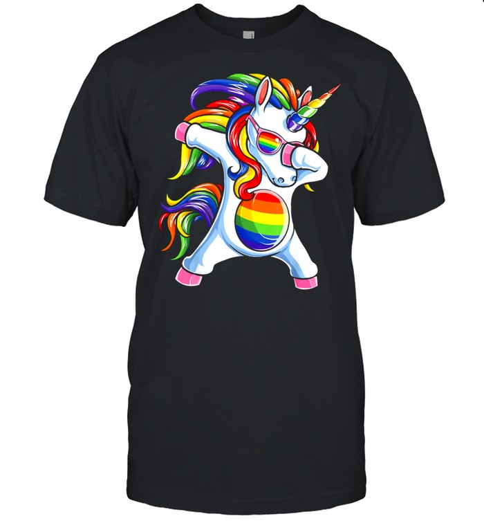 Dabbing unicorn gay pride lgbt shirt