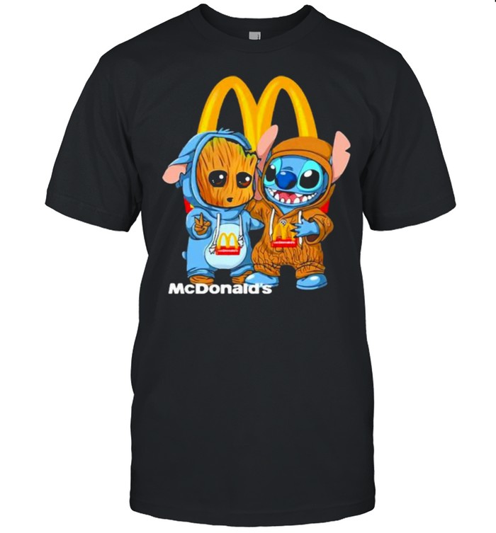 Mcdonalds Logo Baby Groot And Baby Stitch Shirt