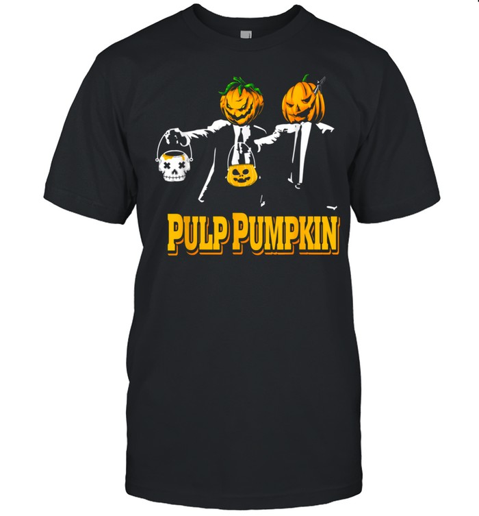 Pulp Pumpkin Movie Parody Scary Orange Halloween Hallowtine shirt