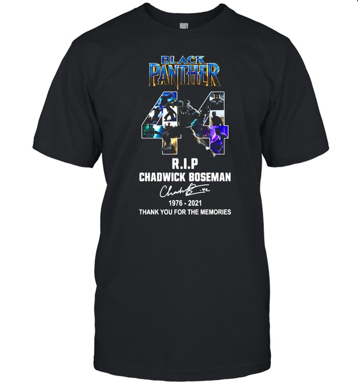 Black Panther 44 Years 1976 2021 RIP Chadwick Boseman thank you for the memories signature shirt