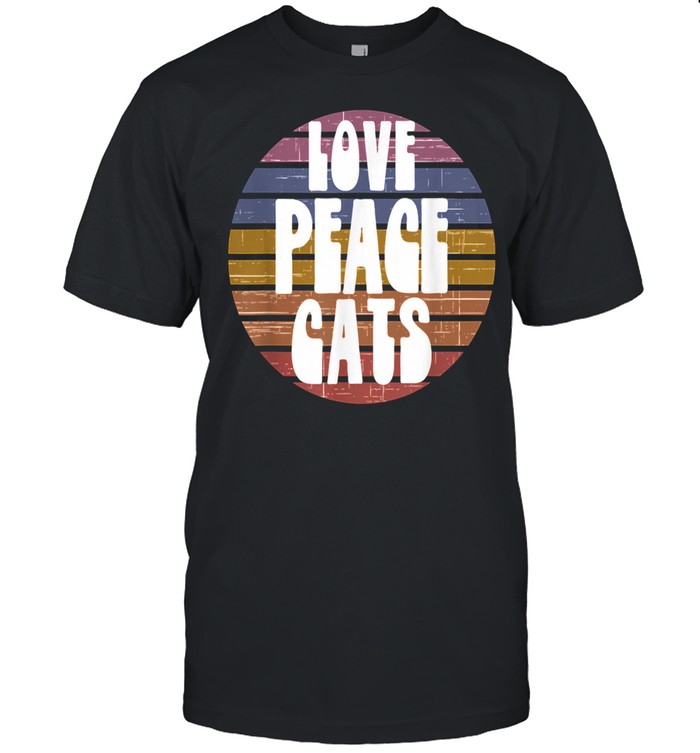 Love Peace Cats Retro Sunset vintage Shirt