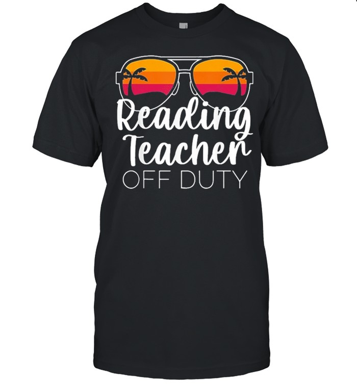 Reading teacher off duty sunglasses beach sunset shirt