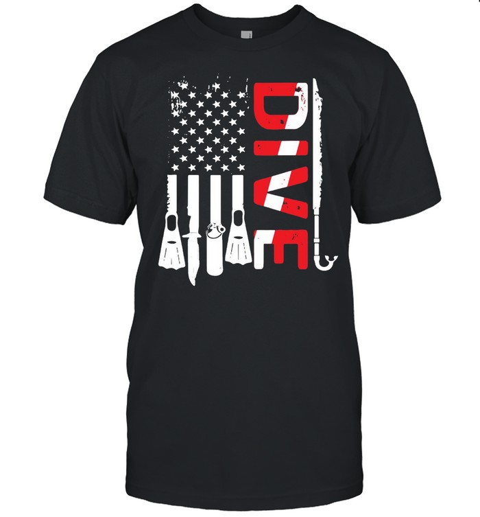 Scuba Diving Gear American Scuba Diver Down Flag Vintage T-shirt