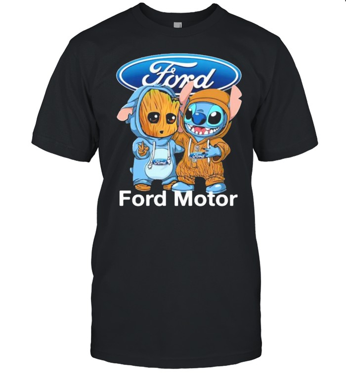 Baby Groot And Baby Stitch With Ford Motor Logo Shirt