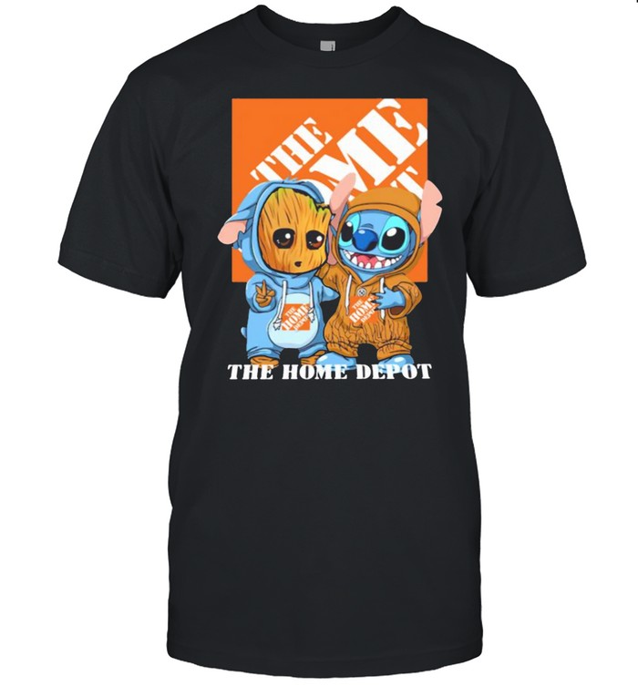 Baby Groot And Baby Stitch With The Home Depot Logo Shirt