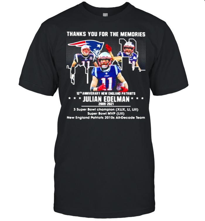 Thank you for the memories 12th anniversary new england patriots julian edelman 2009 2021 shirt