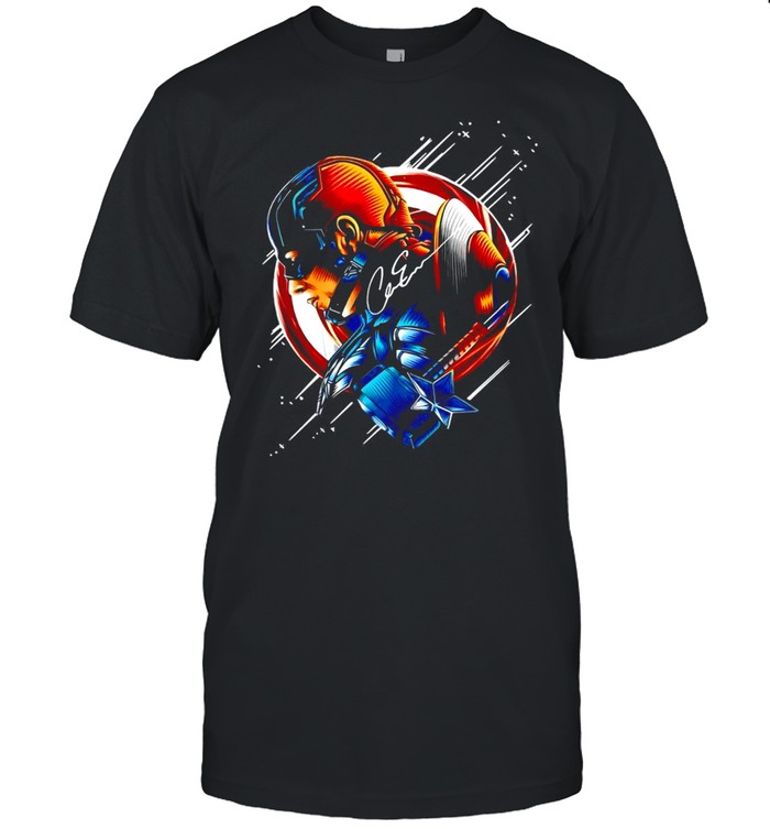 Chris Evans Captain America Star Light Color Signature T-shirt