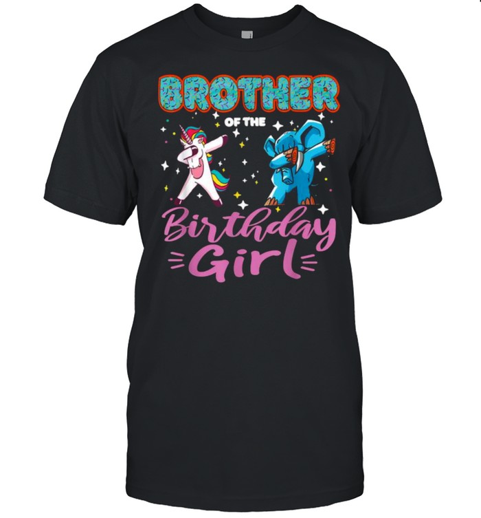 Brother Of The Birthday Girl Donut Dabbing Unicorn Elephant Shirt