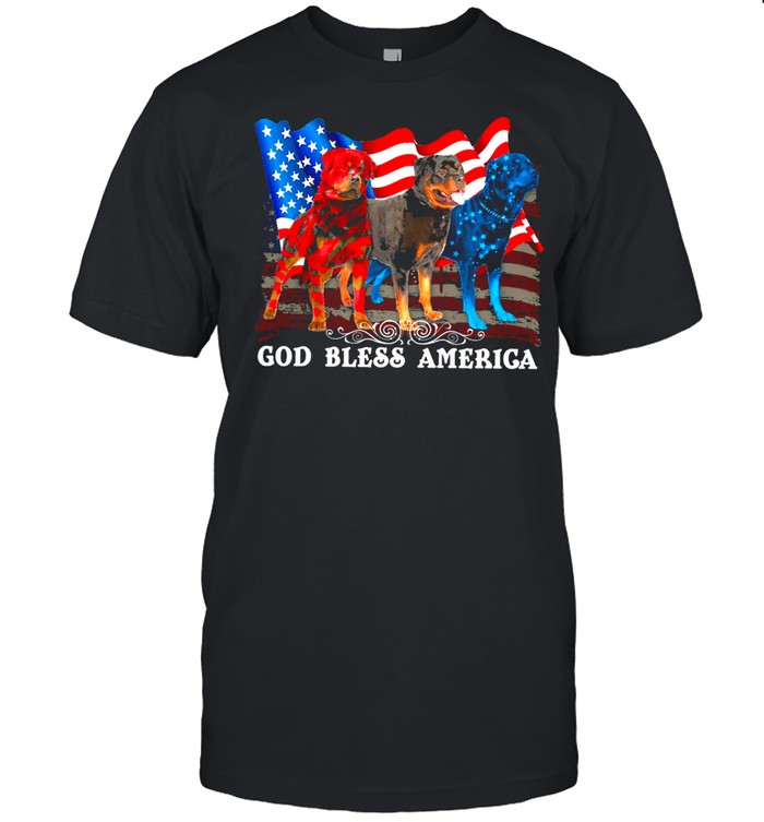 Rottweiler American Flag God Bless America 4th Of July shirt